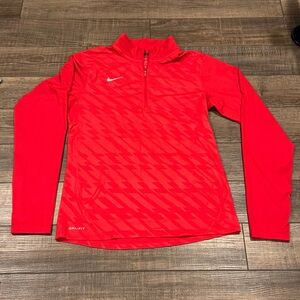 Nike Men's Red Running Element Dri-Fit Quarter Zip Long Sleeve Top Size Small